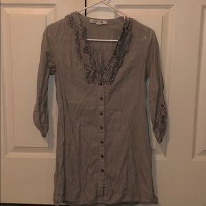 Blue striped dress shirt.